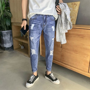 5063-855破洞牛仔裤男宽松显瘦大码潮牌日系原宿风28-36码图片