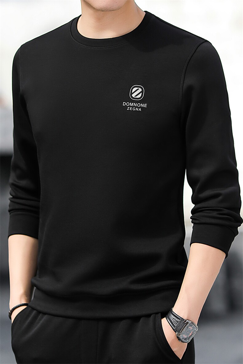 长袖t恤男2024新款春秋季卫衣圆领潮流上衣服打底衫T,男装T恤,电商B212（原钱塘6029）