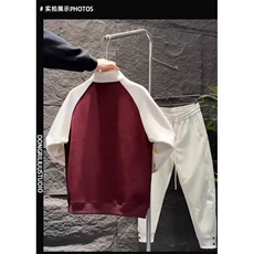 1506A/G90410/P46潮牌拼色长袖Polo衫字母美式宽松半拉链卫衣，男装Polo衫，星座1506A