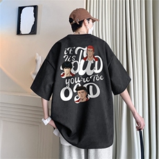 灌篮高手元素麂皮绒圆领休闲夏季短袖T恤男清凉RT3067-P28控48，男装T恤，电商B370