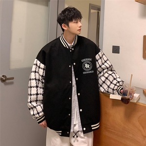 港风  秋季新品潮流宽松呢料夹克棒球服外套男女 G6707 P85控108图片