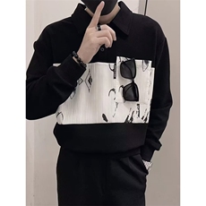 网络图现货潮流轻奢风时尚痞帅华棉拼接POLO领卫衣JA009-P48，男装Polo衫，星座715-7