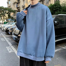 港风秋冬款男半高领卫衣加绒宽松打底外套WY47P35，男装卫衣，星座1013-1