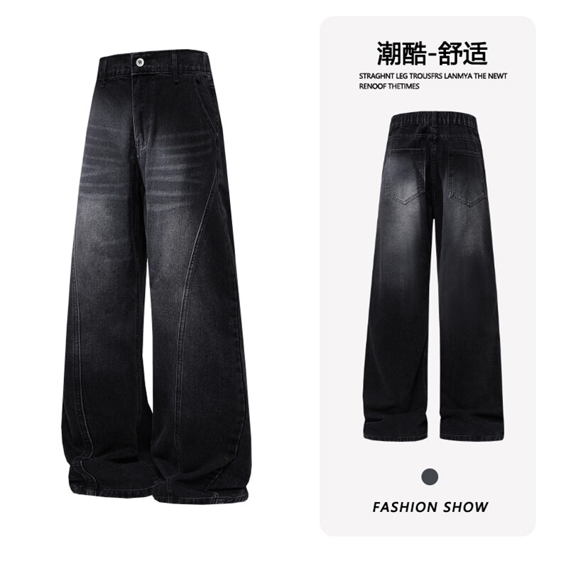 B221美式ins高街修身斜切微喇牛仔裤LK25574-特P40控68图片