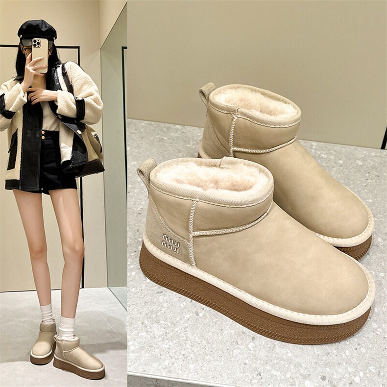 X4634-165冬季新款厚底雪地靴女短筒防水加厚棉鞋女，女鞋长靴，星座1407-3