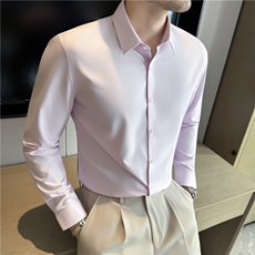 主推款M-8XL莫代尔棉长袖衬衫男修身结婚衬衣粉红色C332-P58，男装衬衫，电商A213