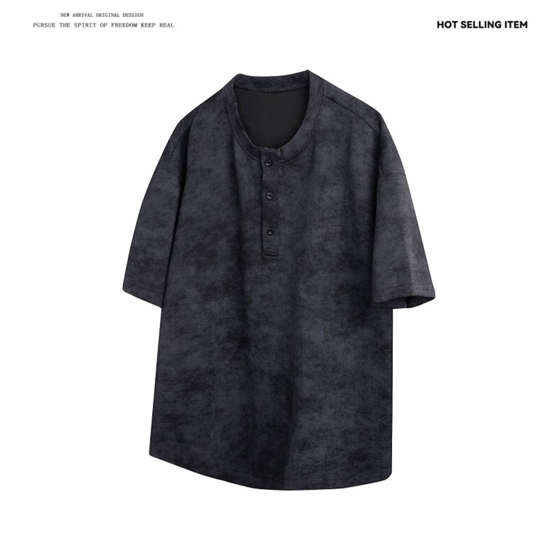 T5028/特P30夏季新款个性亨利领扎染短袖T恤男美式高街潮t恤上衣，男装T恤，电商A141