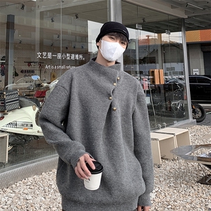 套头毛衣男新款秋冬季插肩袖休闲宽松韩版针织衫图片