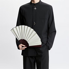 新中式垫肩中山装男春夏高级感立领休闲小西服风痞帅西装外套，男装西服套装，星座601-1