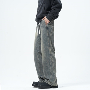 【主推现货S-4XL】水洗直筒牛仔裤男宽松长裤A080-8206-P65控88图片
