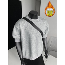 新款保暖340g华棉潮流大码解构长袖圆领卫衣男W50982J加绒特P27，男装棉衣，电商A001-1