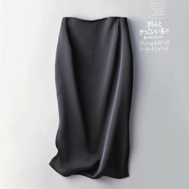 时尚百搭黑色高腰半身裙优雅显瘦A字裙舒适仿羊毛材质，女装半身裙，羊特美羊绒