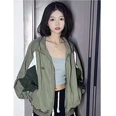 DK0828-P48立领夹克外套秋季新款双拉链舒适透气拼色潮流学生上衣，男装夹克，电商C233