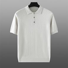 2025年秋季修身型日常不连帽衬衫领其他常规短袖，男装T恤，溪贝羊绒