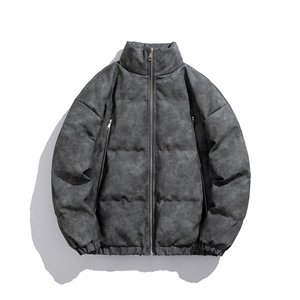 1PU皮复古做旧双侧金属拉链大码M-5XL加棉棉衣男MY77092P130控198图片