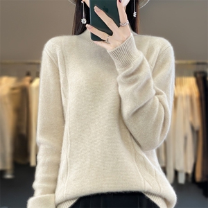 百搭半高领羊毛衫女秋冬新款加厚保暖毛衣宽松显瘦针织衫图片