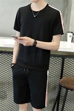夏装新款精神小伙两件套运动休闲短袖薄T恤短裤套装男TZ，男装T恤，电商A441