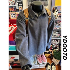 麦穗条长袖t恤男潮牌美式翻领polo衫宽松青少年潮流重磅衣服，男装T恤，星座506A