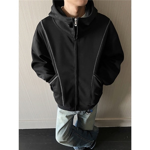重磅全棉420克双拉链开衫卫衣暨明线短宽连帽外套男潮 RH5356-P57图片