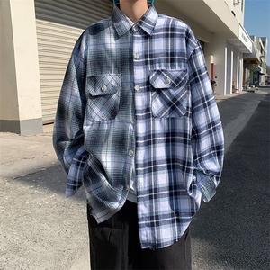 9011-P42 美式街头衬衫男女夏季新款宽松显瘦格子衬衣休闲外套图片