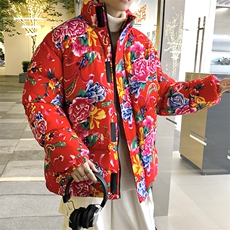 MY204东北大花男女休闲面包服保暖防寒棉袄风汉服冬情侣装，男装棉衣，星座115A(原星座507）