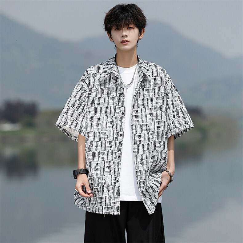 8XL-M花衬衫男款短袖夏季冰丝薄款花衬衣大码寸衫外套DC28013P38,男装T恤,电商B312