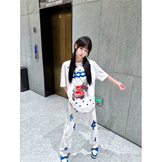 N7073-P48潮流白色皮标十字架牛仔裤气质流行新款百搭原宿日系，男装皮裤，电商B323A