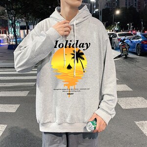 WY2266-P35 纯棉连帽卫衣男大码运动帽衫宽松薄外套男图片