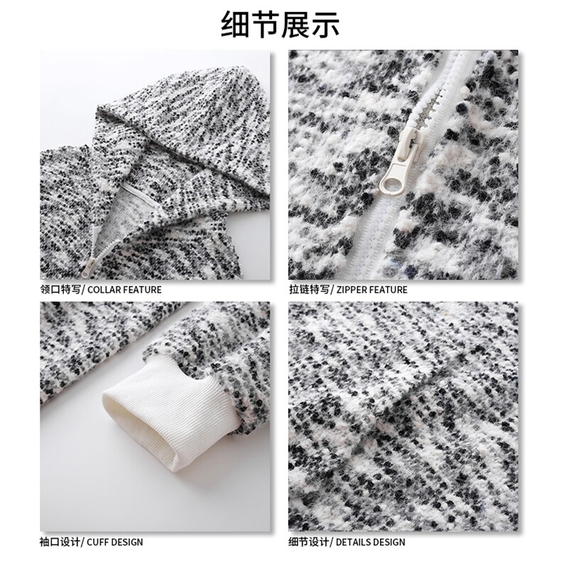 秋装oversize韩版男女同款连帽开衫卫衣新款针织衣外套HY629P75,女装短外套,电商A102B
