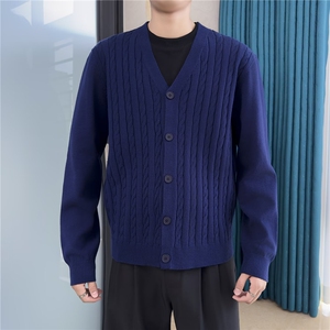 2025美式新款秋冬季针织衫男毛衣男士针织开衫休闲外套外搭男图片