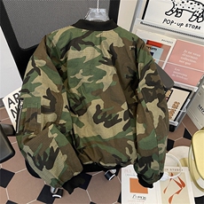 美式双面穿迷彩棉服男女款拉链飞行夹克冬季保暖外套M0923-P100，男装夹克，星座308B-1