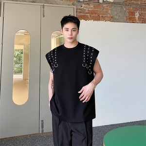 夏季新款双侧设计背心男宽松潮牌个性嘻哈休闲T恤A345-276-P75图片