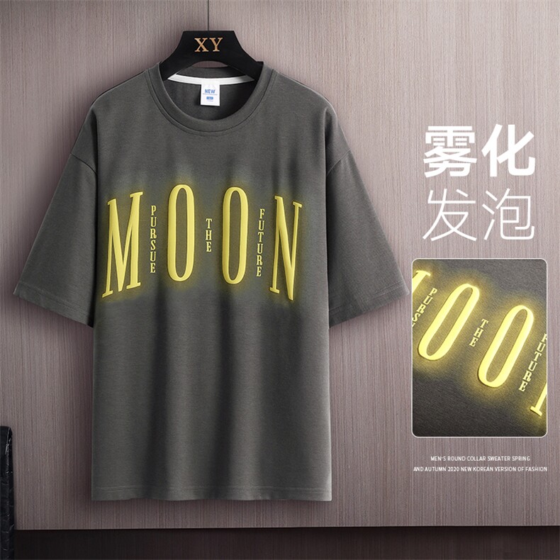 短袖男t恤木板挂拍夏季休闲百搭字母圆领T恤男上衣TC3132-P25控45图片