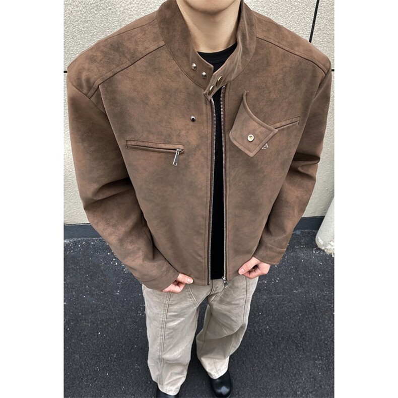 美式潮流皮衣外套男春秋季新款复古百搭拉链宽松机车服pu皮夹克潮图片