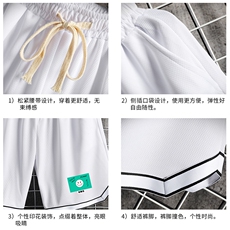 LQ64264-P19篮球夜跑运动短裤男大码宽松冰丝五分裤大裤衩网格，男装休闲裤，电商A040A