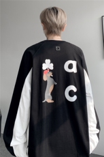 6XL-M美式潮牌印花长袖t恤男拼接撞色卫衣男上衣服CX3009-特P48，男装T恤，电商D206-1
