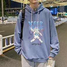 WY2175-P35加绒款-P40纯棉连帽卫衣男大码运动帽衫宽松薄外套男，男装卫衣，电商A040