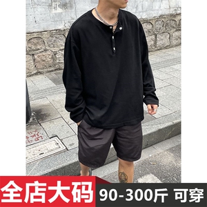 1506/QWY6040/P39新款亨利领长袖T恤宽松复古体恤衫休闲运动上衣图片