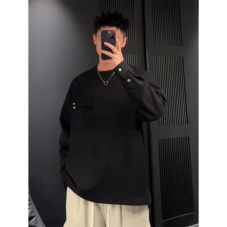 WY866-P55秋季新款潮牌纯色圆领卫衣男美式复古高级宽松百搭,男装卫衣,星座215-1