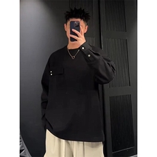 WY866-P55秋季新款潮牌纯色圆领卫衣男美式复古高级宽松百搭，男装卫衣，星座215-1