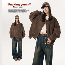 美式复古机车皮衣高级感廓形外套痞帅街头飞行夹克Y1037-P89网图，男装夹克，电商B245