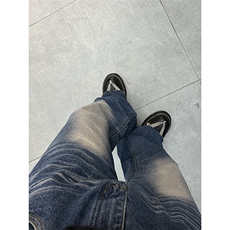 美式高街vibe重工艺做旧水洗hiphop喇叭牛仔裤货号K2406P60，男装牛仔裤，电商A063