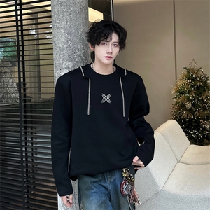 链条项链款男大时尚卫衣秋冬打底设计高街痞帅潮男打底衫长袖P55图片
