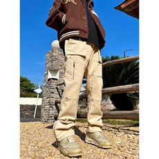 2025春夏薄款工装裤伐木裤口袋拉链机能裤牛仔裤1611B-K01-P65，男装牛仔裤，星座1611B