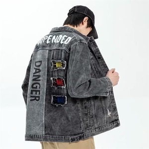 美式牛仔外套男春秋复古潮牌上衣休闲男士工装夹克609-310B-1-P55图片