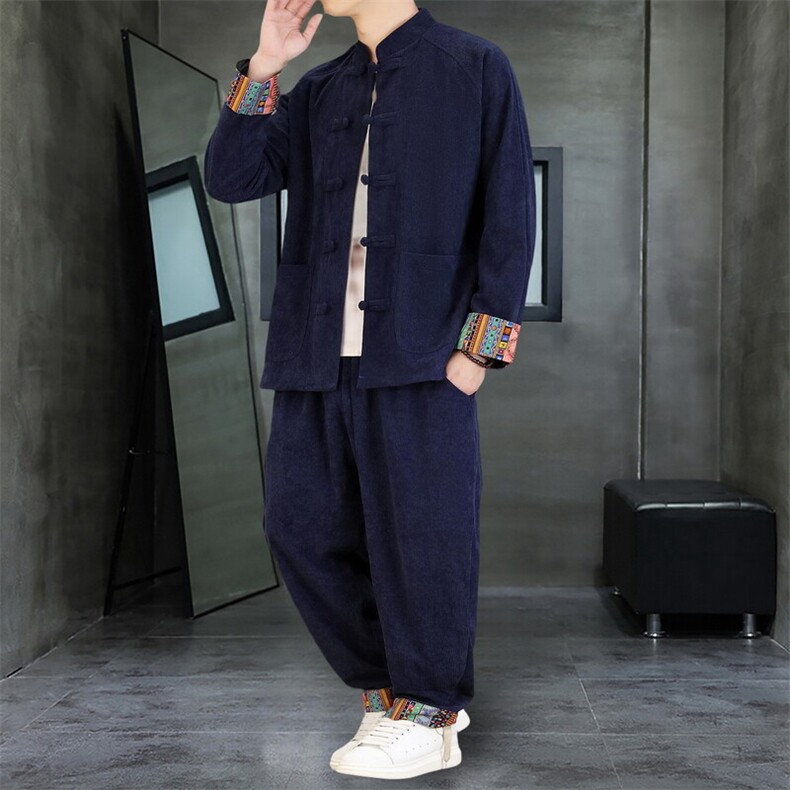 男士外套灯芯绒夹克套装盘扣立领风XZ1512-2502套装-P130,男装夹克,星座1512