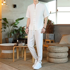 风短袖套装休闲宽松夏季男装复古潮流男士汉服唐装ZT2302-P78，男装T恤，星座1105-3
