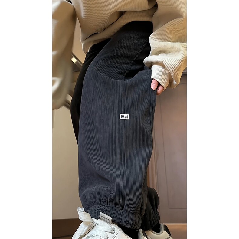 2025冬季新款内景大码羊羔绒灯芯绒小脚裤M-5XHK23914-特P35,男装休闲裤,电商A022
