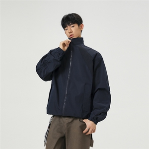 美式罗纹拼接袖子褶皱大码M-5XL教练夹克男JK78056P69控105图片