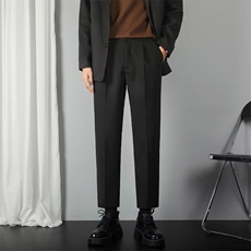 秋冬季毛呢裤子男士修身长裤休闲裤韩直筒常规9九分小西裤M1九分，男装西裤，星座1116A-2（原606A-1）